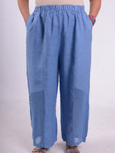 Wide Leg Linen Trousers with Detail - 13103, , Pure Plus Clothing, Lagenlook Clothing, Plus Size Fashion, Over 50 Fashion